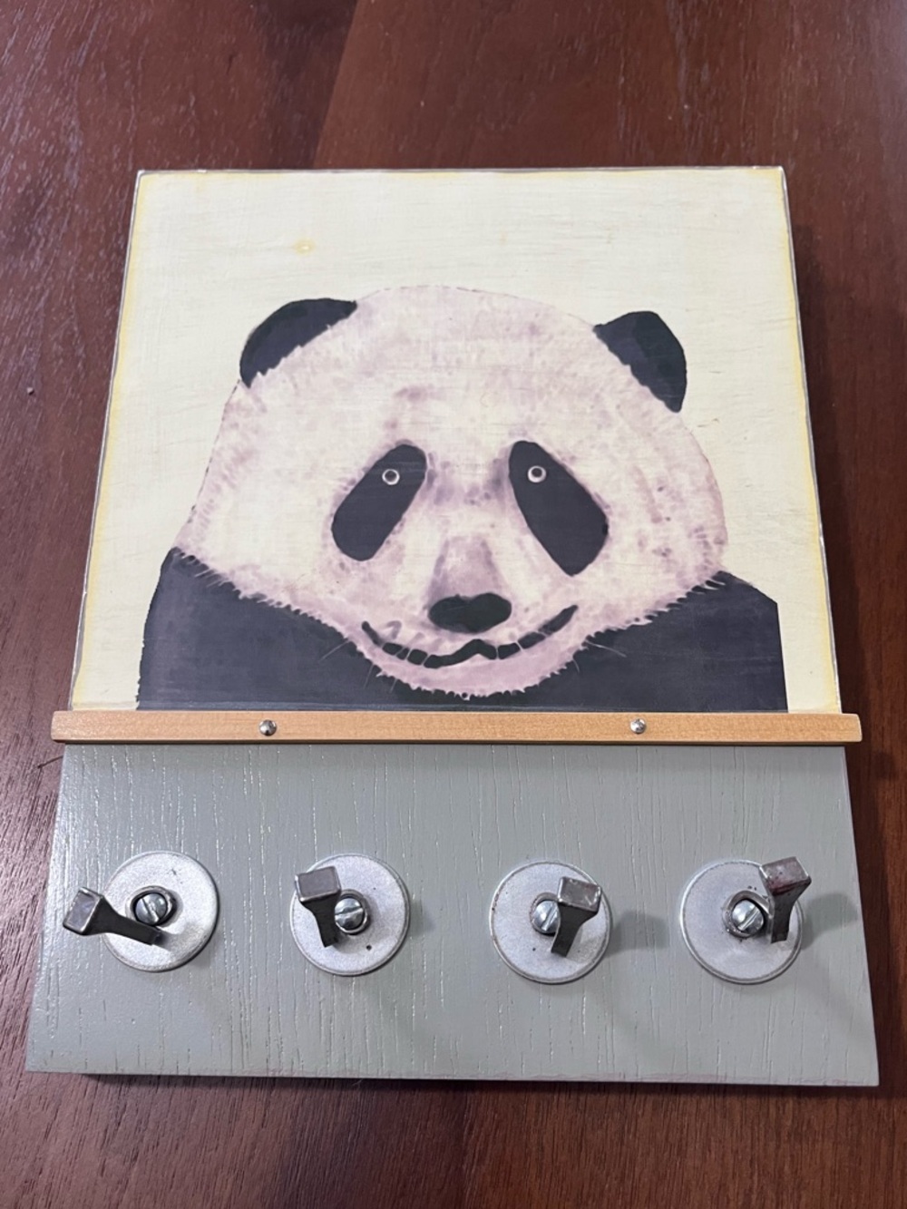 Panda Handmade Wooden Key Holder – Wall Mounted Key Organizer Pet Child Hats